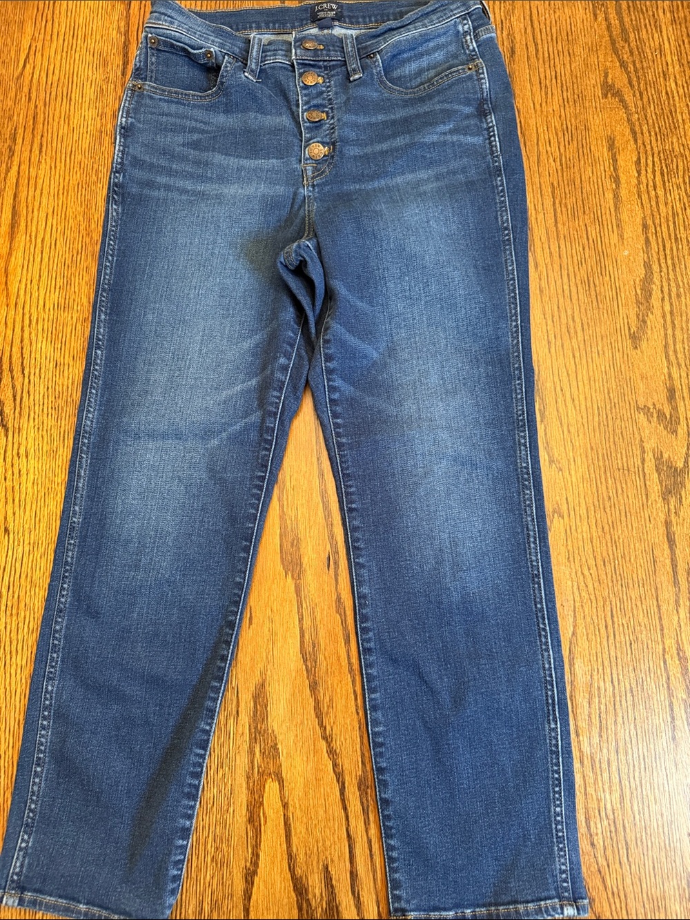 J.Crew High Rise Vintage Straight Jeans 29 Button Fly Dark Wash Denim